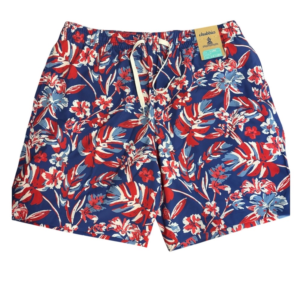 Chubbies Mens Swim Trunks XL Star Spangled Blooms 7" 2-in-1 Liner NWT